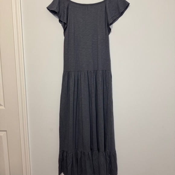 Lilla P Gray Flutter Sleeve Tiered Maxi Dress Small | NWT | Runs Big - Picture 2 of 7